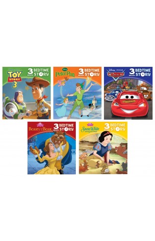 Disney Toy Story, Cars, Disney Princess and more! - 3-Minute Bedtime Stories 5-book Set - PI Kids